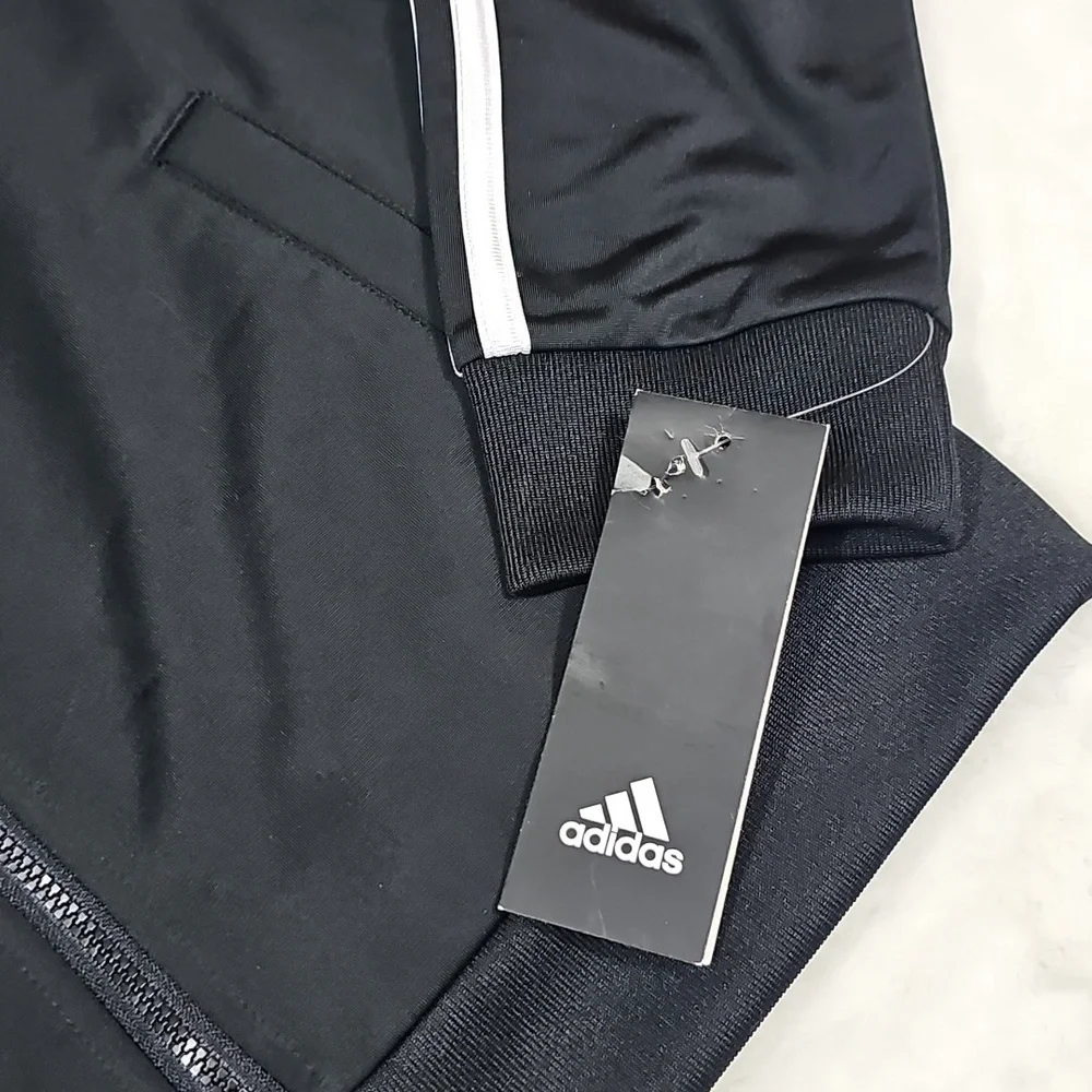 Adidas Girls Full Zip Tricot Jacket - Black & White- Large (14)-NWT